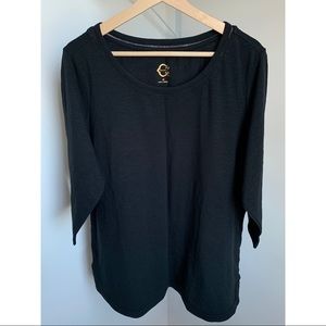 C. Wonder • 1X • 1/2 Sleeve Black T Shirt Tee